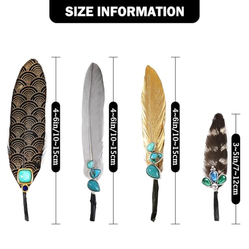 whitefeather Hat Feathers for Cowboy Real Feathers with 3D Decoration for Women Men DIY Fedora and Western Hats, Christmas Party, Oktoberfest, Trilby Hats (4PCS) - Image 2