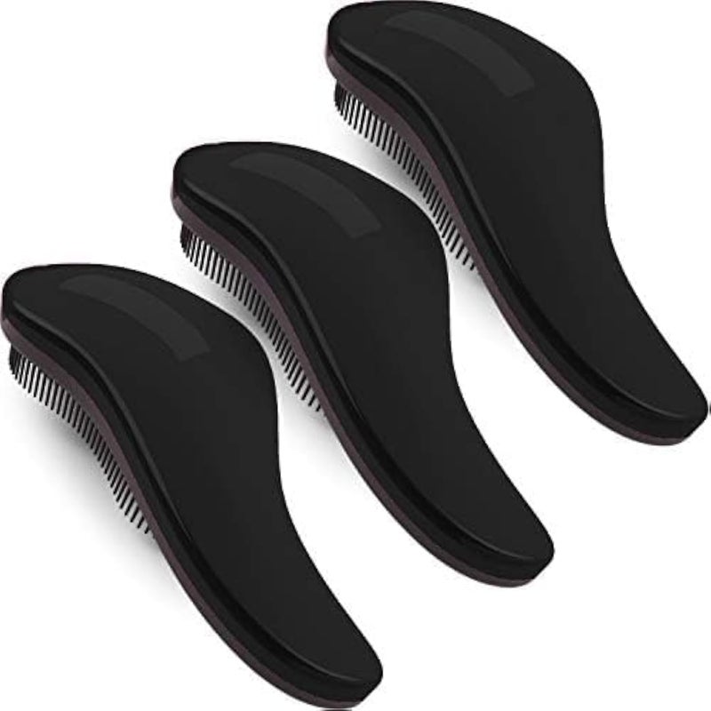 79STYLE 3pcs Detangler Brush Naturals Detangling Hair Comb Glide Thru No Pain Tangle Free For Women Men, Kids Wet, Dry Curly Hair Accessory (Single Black-Size 7.4") - Image 1