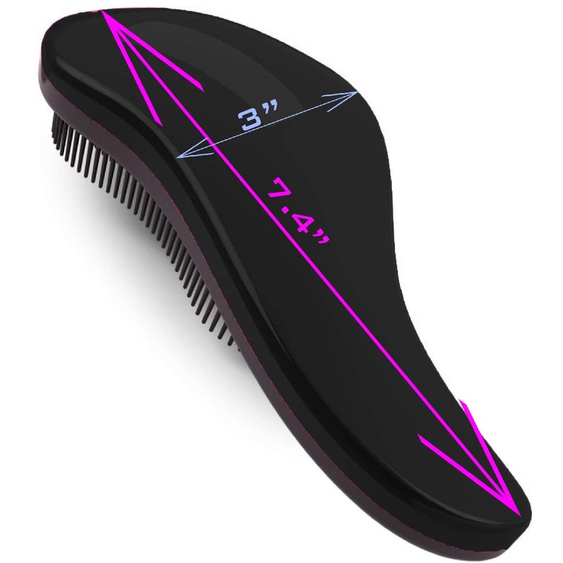 79STYLE 3pcs Detangler Brush Naturals Detangling Hair Comb Glide Thru No Pain Tangle Free For Women Men, Kids Wet, Dry Curly Hair Accessory (Single Black-Size 7.4") - Image 3