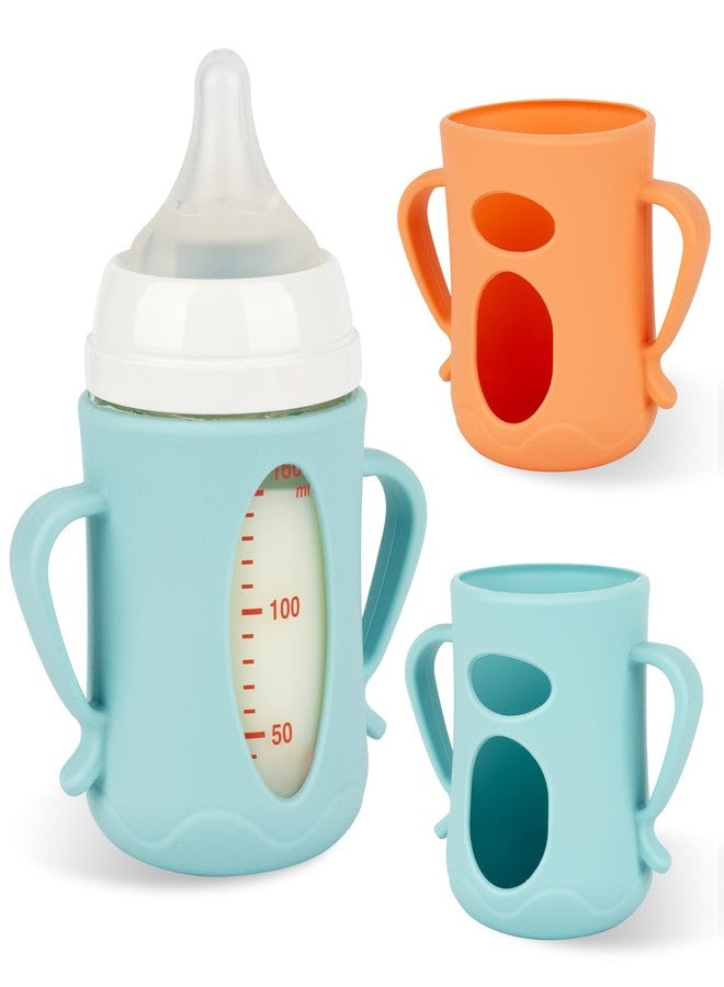 joyfeed Silicone Sleeves for Pigeon Baby Bottles 5.4oz,Anti Breakage Glass Baby Bottle Holder with Handles 2 Pack - Image 1
