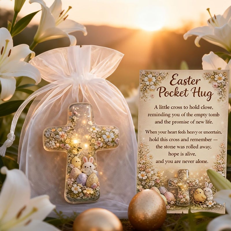 Easter Cross Pocket Hug Greeting Cards 3PCS Encouragement Gift Emotional Support - Image 1