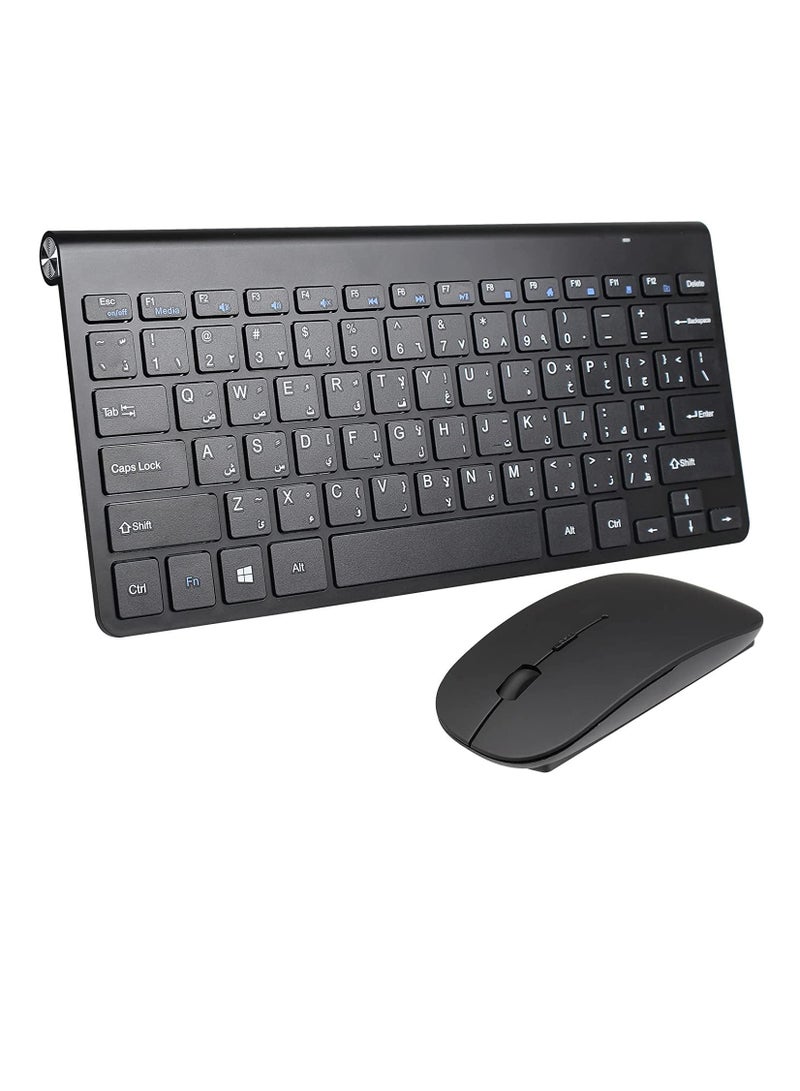 2.4Ghz Wireless Keyboard Mouse Combo Ultra Thin Portable Keyboard with USB Receiver Compatible with Computer