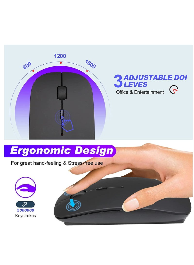 2.4Ghz Wireless Keyboard Mouse Combo Ultra Thin Portable Keyboard with USB Receiver Compatible with Computer