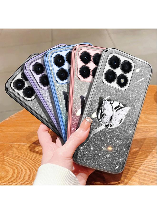 اس-توب جراب لهاتف Honor X8b مطلي بطبقة لامعة متدرجة اللون من مادة TPU مع حامل على شكل فراشة - Image 2