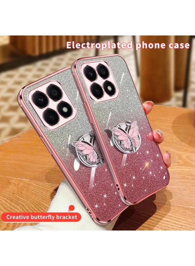 اس-توب جراب لهاتف Honor X8b مطلي بطبقة لامعة متدرجة اللون من مادة TPU مع حامل على شكل فراشة - Image 3