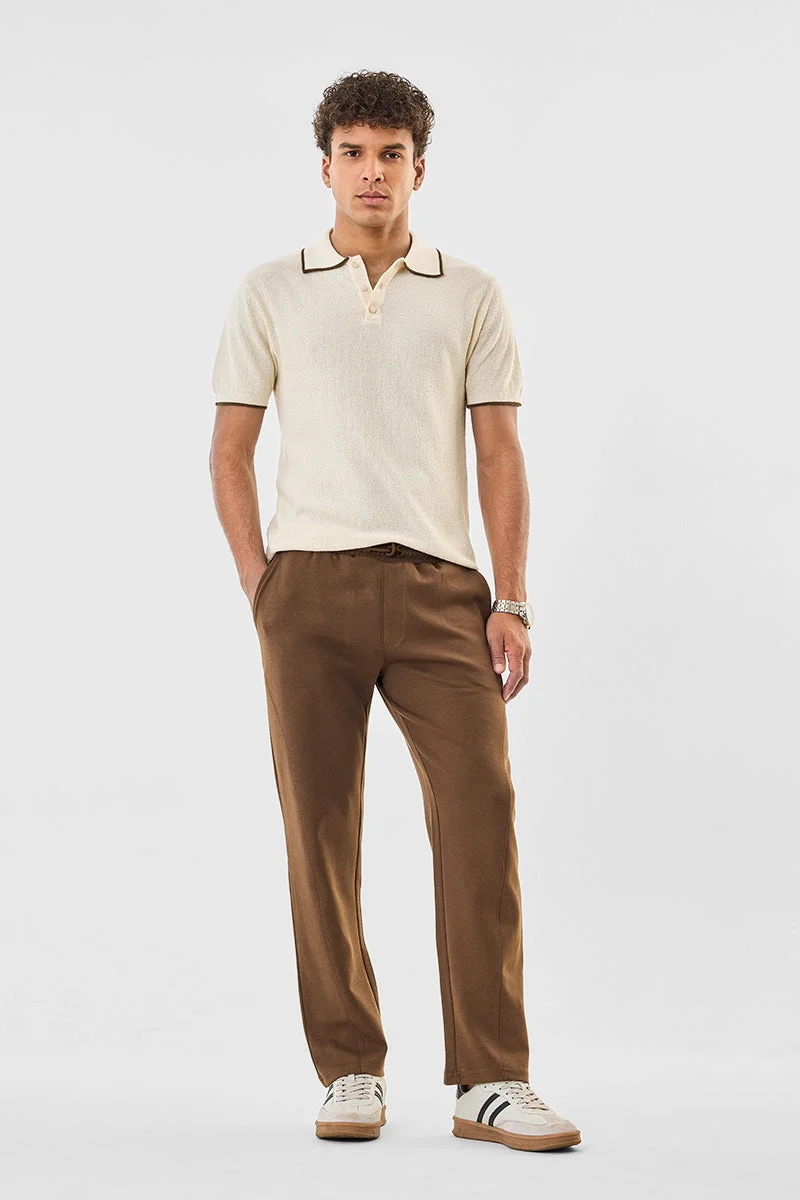 سنيتش Brown Solid Relaxed Track Pants