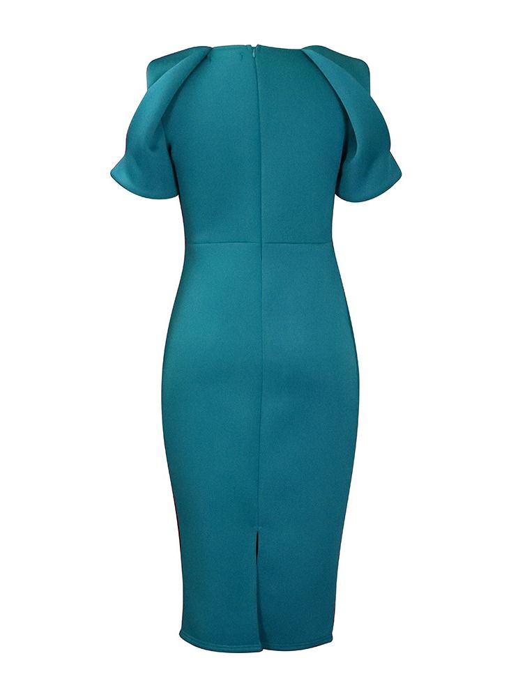 Loquat Women's Large Solid Round Neck Short Sleeve Dress  - Image 2
