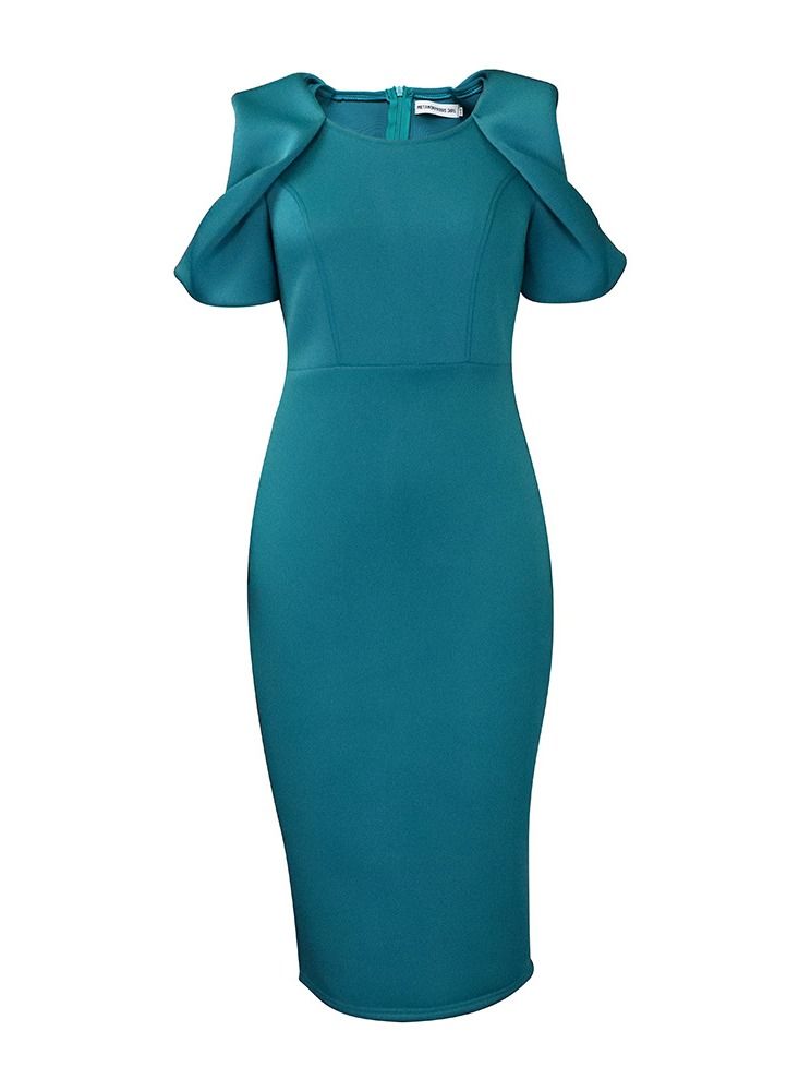 Loquat Women's Large Solid Round Neck Short Sleeve Dress  - Image 1