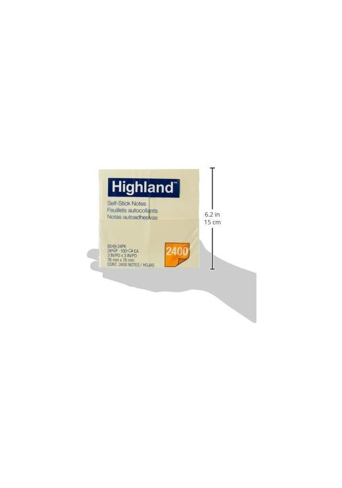 3M Highland Self-Stick Notes, 3 x 3 Inches, Yellow, 2400 Sheets Total - Image 2