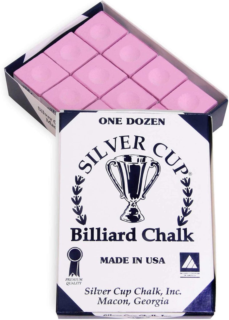 Silver Cup Billiard Chalk - One Dozen Pink Cubes - Image 1