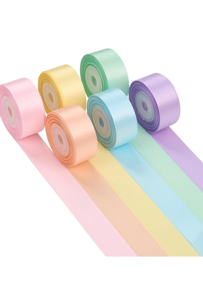 PEI  AN 6-Pack Pastel Satin Ribbon Set – 9mm Double-Faced Polyester Ribbon for Gift Wrapping, DIY Crafts  Party Decor (Macaron Colors) - Image 5