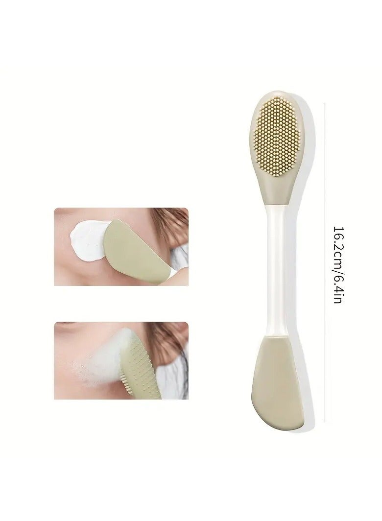 Goolsky 1 pc Double-Head Silicone Mask Brush Cleaning Pore Cleansing Brush Mud Film Applicator Face Mask Brush Beauty Makeup Tool(Green) - Image 1