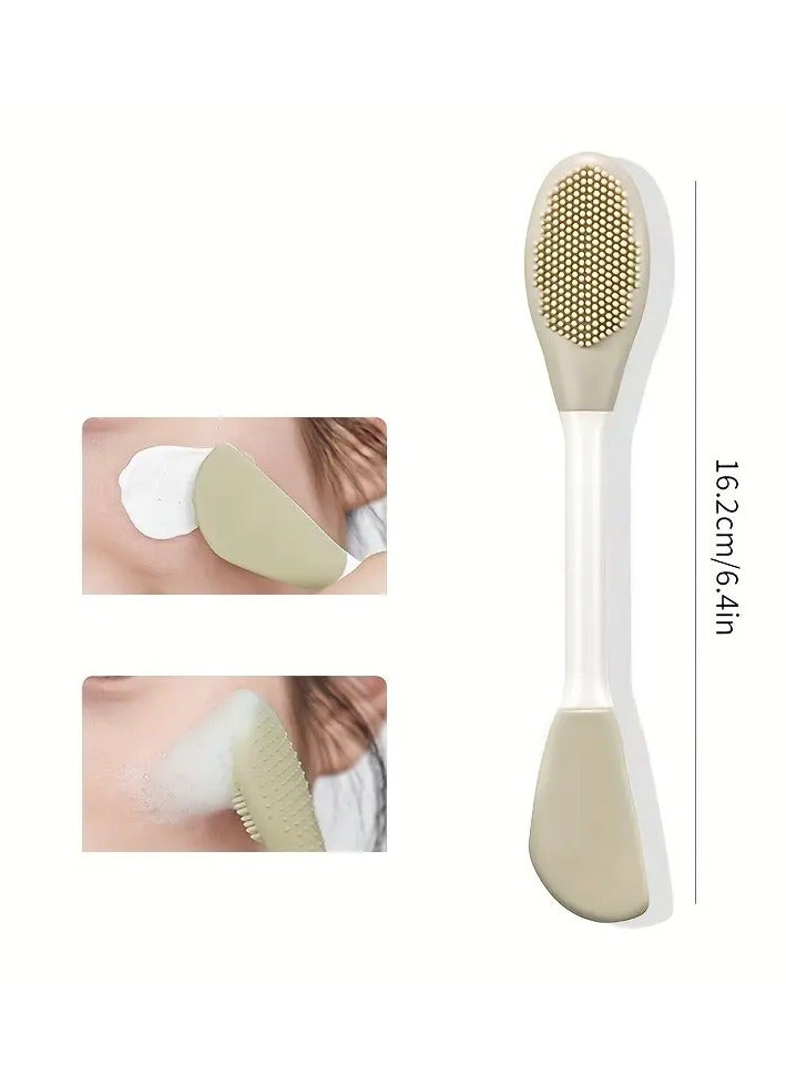 Goolsky 1 pc Double-Head Silicone Mask Brush Cleaning Pore Cleansing Brush Mud Film Applicator Face Mask Brush Beauty Makeup Tool(Green) - Image 2