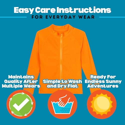 SwimZip UPF 50+ Long Sleeve Rash Guard for Boys and Girls - Baby, Toddler, Kids Orange - Image 5