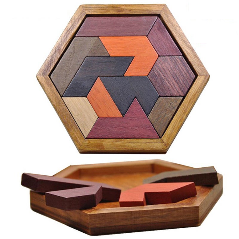 Hexagonal Special-Shaped Chess Tangram To Hurt The Brain 11 Building Block Puzzle Puzzle Classical Educational Kidsren'S Toy - Image 2
