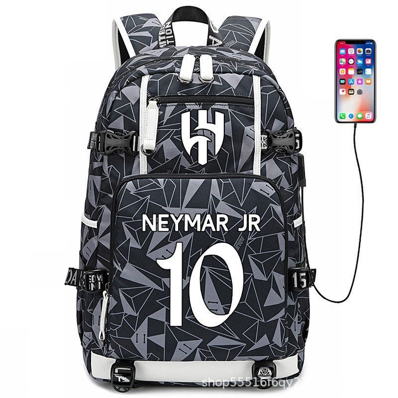 Football Star Backpack for Kids & Adults - Large Capacity Sports Backpack with USB Port, Waterproof Oxford Fabric, Breathable & Durable, Ideal for Soccer, Basketball, Gym, Travel