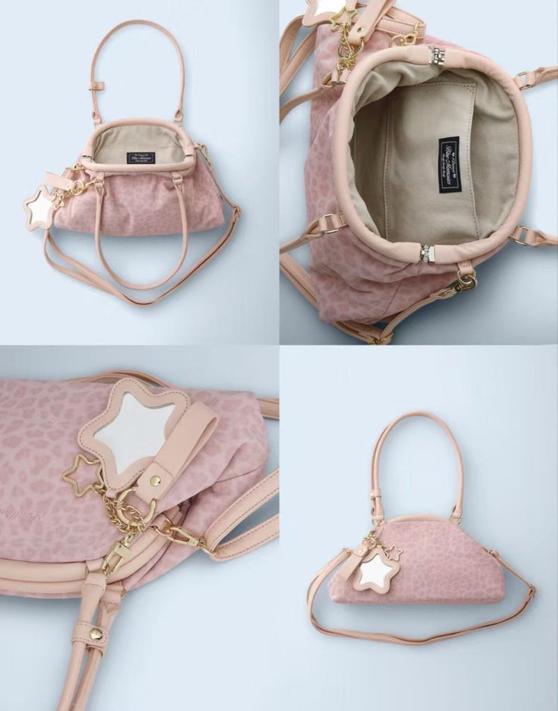 26 Korean BadBlue Letter Logo Polka Dot Underarm Bag with Star Mirror Decoration Shoulder Handbag  Crossbody