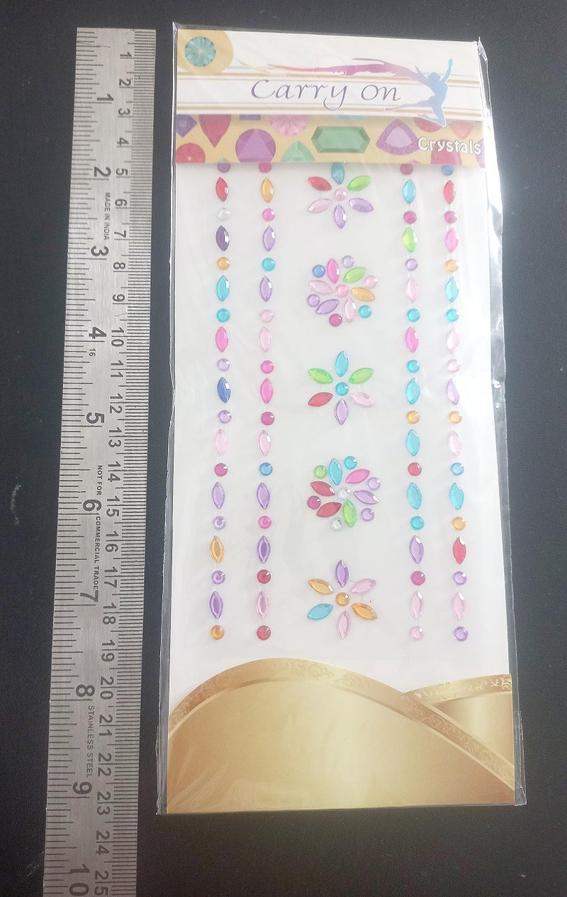 Gifting Square Metal Pack of 10 Sheets Self Adhesive Multicolored Design Stone Crystal Shaped Stickers for Craft Decoration Project, 23 x 9 x 1 Centimeters - Image 4