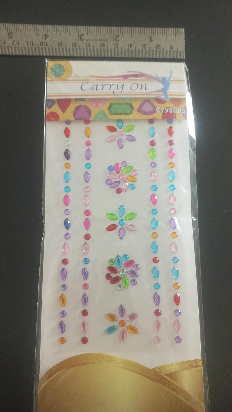 Gifting Square Metal Pack of 10 Sheets Self Adhesive Multicolored Design Stone Crystal Shaped Stickers for Craft Decoration Project, 23 x 9 x 1 Centimeters - Image 5