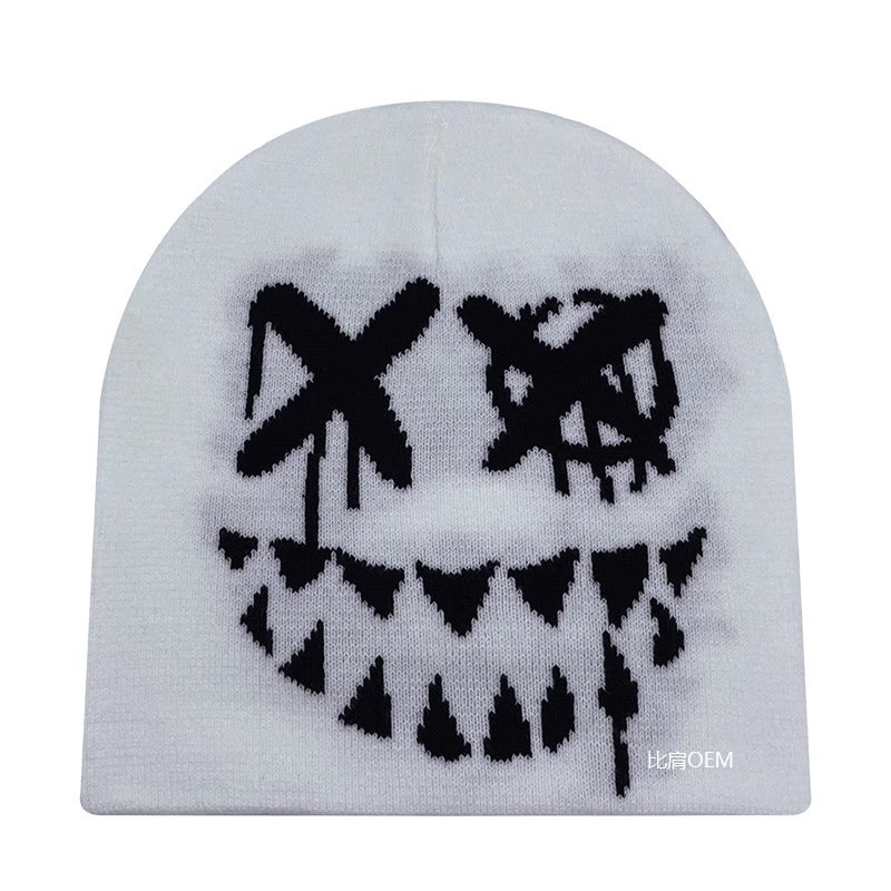 New Style Pumpkin Ghost Jacquardknit Hat Unique Pullover Cap For Halloween Party Cross-Border Supply Warm Skullies Beanies White  - Image 1