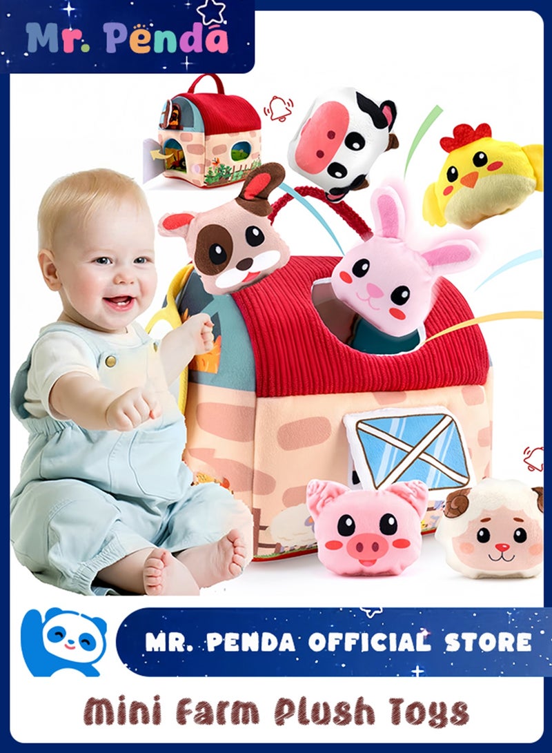 Mr. Penda Baby Toys 6+ Months, Mini Farm Animals Shape Sorter Toys with 6pc Stuffed Farm Animals Plush toys, Rattle, Crinkle Paper, Mirror,  Busy Montessori Toys for Babies, Sensory Toys for Toddlers 6+ Months (Multicolour) - Image 1