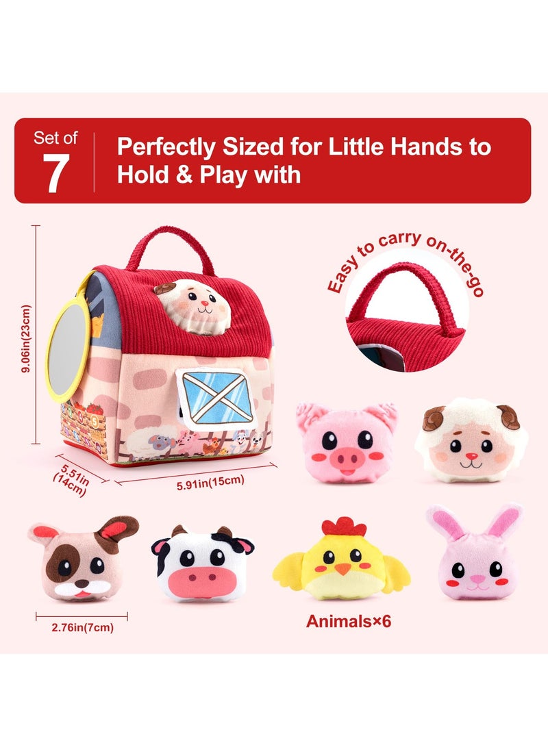 Mr. Penda Baby Toys 6+ Months, Mini Farm Animals Shape Sorter Toys with 6pc Stuffed Farm Animals Plush toys, Rattle, Crinkle Paper, Mirror,  Busy Montessori Toys for Babies, Sensory Toys for Toddlers 6+ Months (Multicolour) - Image 2