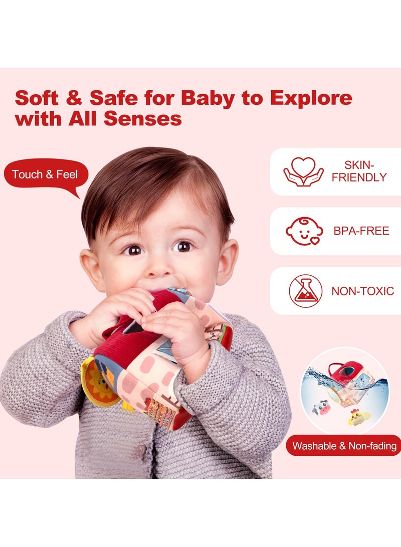 Mr. Penda Baby Toys 6+ Months, Mini Farm Animals Shape Sorter Toys with 6pc Stuffed Farm Animals Plush toys, Rattle, Crinkle Paper, Mirror,  Busy Montessori Toys for Babies, Sensory Toys for Toddlers 6+ Months (Multicolour) - Image 5