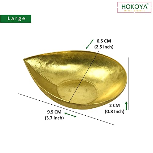 HOKOYA Pital Formal Diya Sets for Diwali / Dussehra / Evening Puja in Home / Mandir / Temple (Large, 6) - Image 2