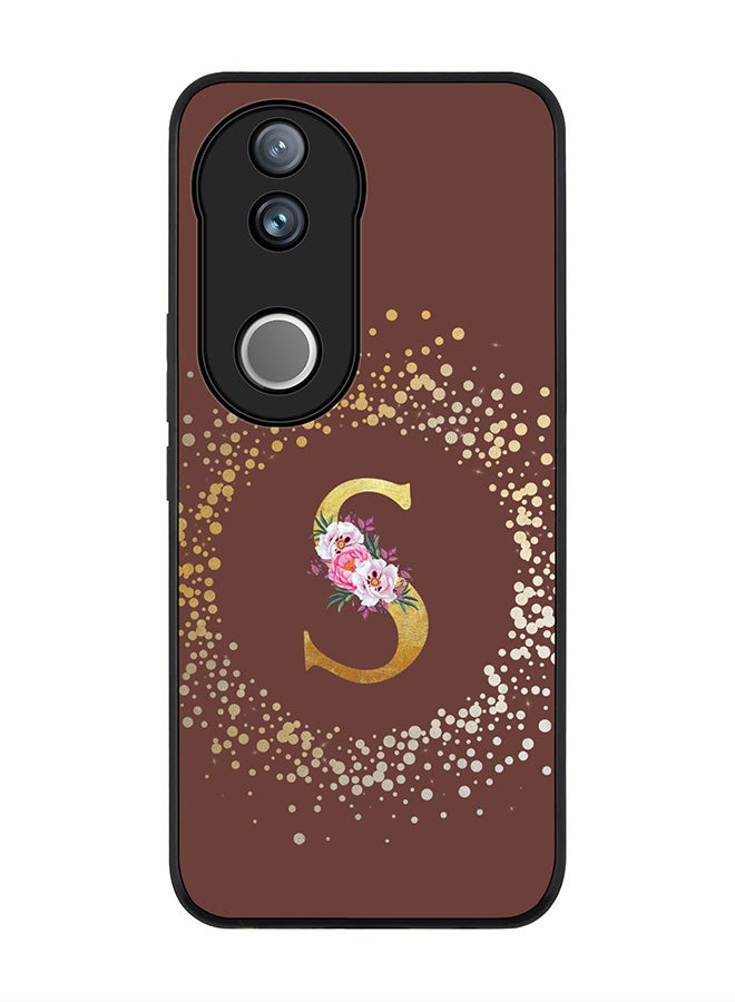 Stylizedd For Vivo V50 / vivo V50e 5G Case,Slim fit Camera Protection, Shockproof Thin Phone cover  - Custom Monogram Floral - S  (Brown ) - Image 1