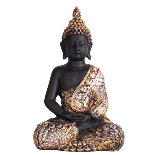 The Advitya Buddha Idol for Home Decor Items|Buddh/Gautam Buddha/Shakyamuni Statue Figurine Showpiece for House Warming Birthday Gift|Home Decoration Items for Living Room (Black & Golden – 11in.) - Image 5