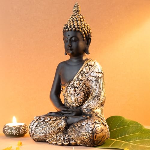 The Advitya Buddha Idol for Home Decor Items|Buddh/Gautam Buddha/Shakyamuni Statue Figurine Showpiece for House Warming Birthday Gift|Home Decoration Items for Living Room (Black & Golden – 11in.) - Image 3