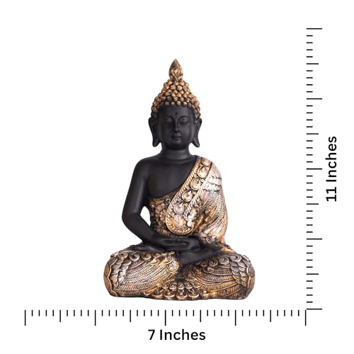 The Advitya Buddha Idol for Home Decor Items|Buddh/Gautam Buddha/Shakyamuni Statue Figurine Showpiece for House Warming Birthday Gift|Home Decoration Items for Living Room (Black & Golden – 11in.) - Image 4