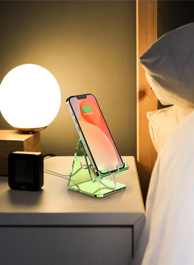 TOPGO Acrylic Cell Phone Stand, Clear Phone Holder for Office Desk, Vanity, Kitchen Counter, Bedside Table, Compatible with iPhone 17 16 15 14 13 12 Pro Max Plus/Smartphones/iPad/Switch/Kindle(Green) - Image 5