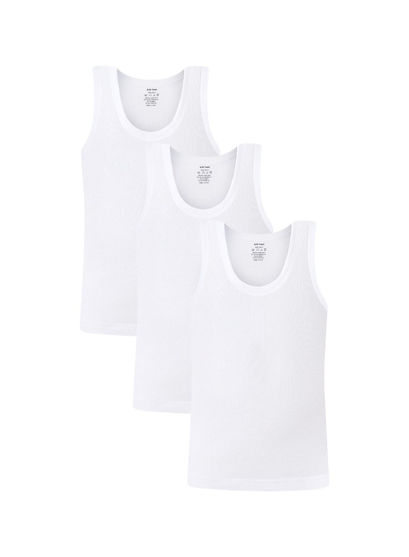 John Gladstone John Gladstone Boys Vest White 3 Pack 716  - Image 1