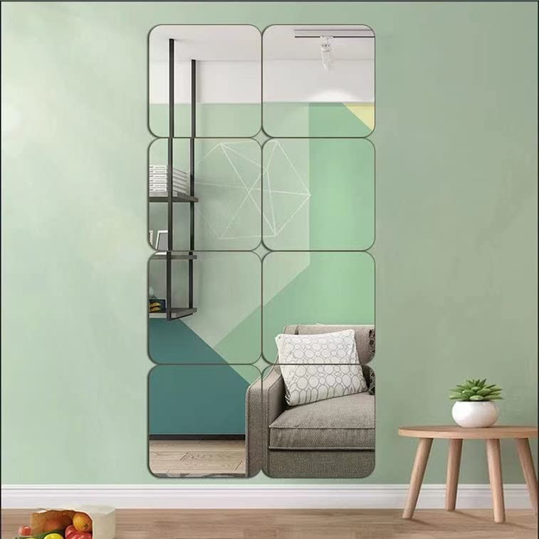 jeoyoo الطول الكامل البلاط مرآة الجدار 8 '× 8' × 8 أجهزة كمبيوتر بدون إطار بلاطات الكامل مرآة الجسم لغرفة النوم مقاومة للمرايا غير الزجاجية مثبتة على صالة الألعاب الرياضية المنزلية فوق أبواب الأطفال مرآة 32 "x16" " - Image 1