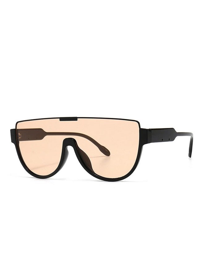 Mincl Oversized Sunglasses Women Men Luxury Big Frame Mask Glasses Goggle Flat Top Clear Eye Protection Glasses Shade Uv400 (Brown)  - Image 1