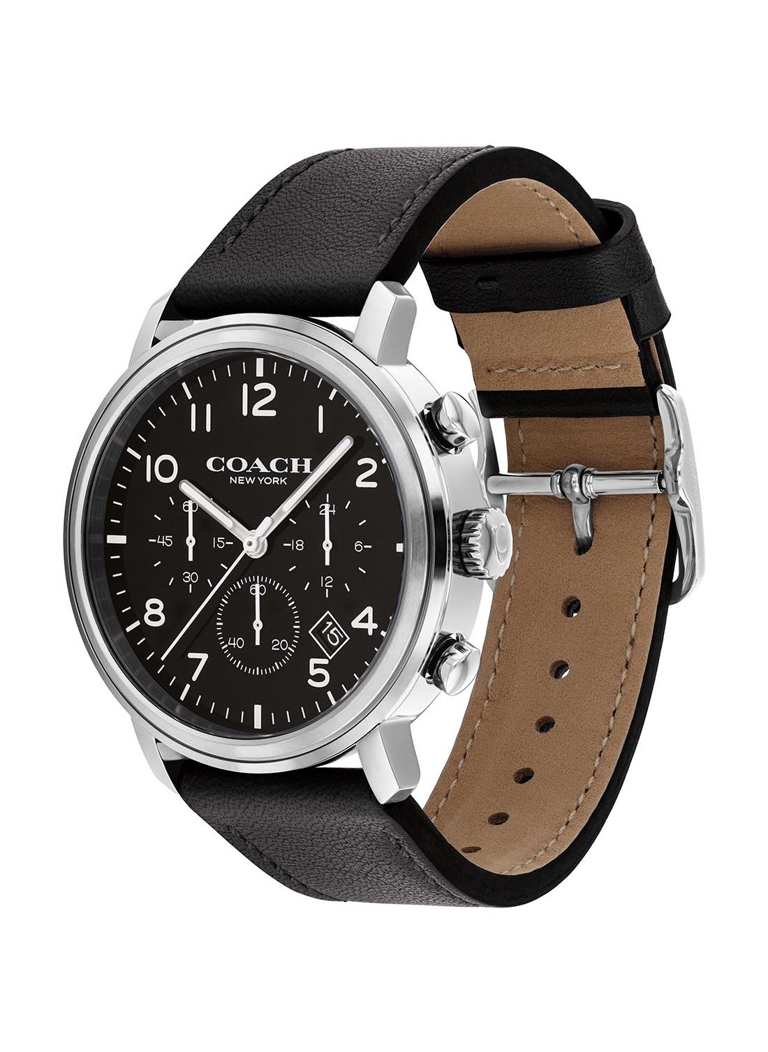 COACH Men's Chronograph Round Shape Leather Wrist Watch 14602539 40 Mm 