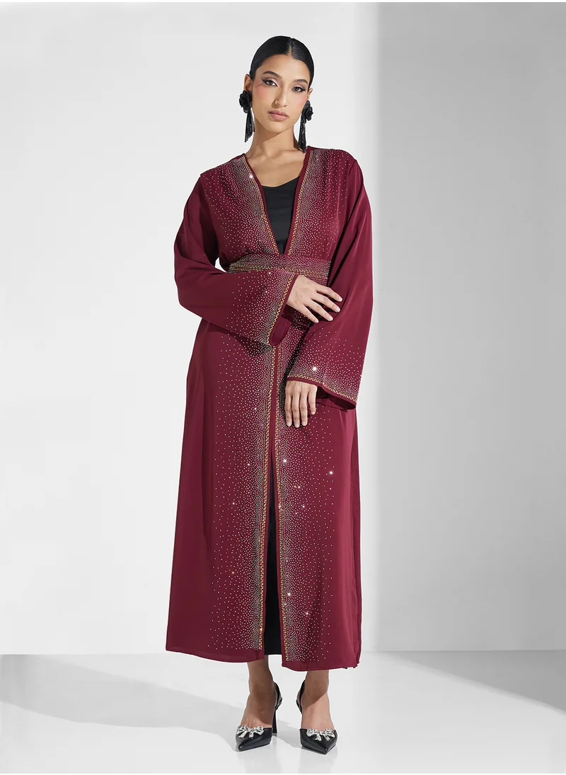 Khizana Shimmer Abaya With Belt