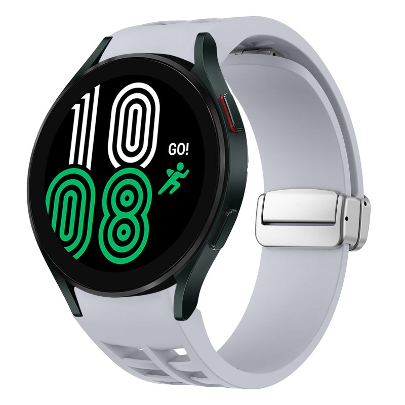 إيروريكس لساعة سامسونج جالاكسي 4 40/44 مم ريتشارد المغناطيسية القابلة للطي مع مشبك فضي من السيليكون (رمادي فاتح) - Image 1