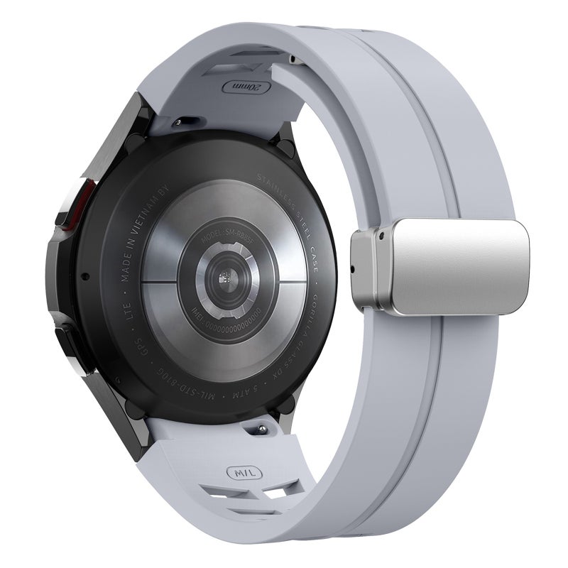 إيروريكس لساعة سامسونج جالاكسي 4 40/44 مم ريتشارد المغناطيسية القابلة للطي مع مشبك فضي من السيليكون (رمادي فاتح) - Image 2