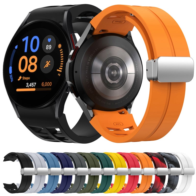 إيروريكس لساعة سامسونج جالاكسي 4 40/44 مم ريتشارد المغناطيسية القابلة للطي مع مشبك فضي من السيليكون (رمادي فاتح) - Image 5