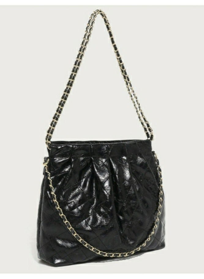 Loquat Small Bucket Bag for Women Simple Style Hobo Single Shoulder Crossbody Bag Handbag Black  - Image 2