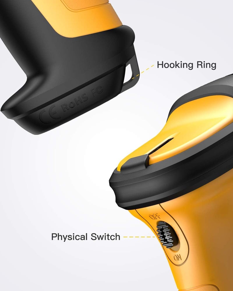 Inateck Barcode Scanner, Wireless Scanner, 2.4 GHz Adapter, 2600mAh Battery, 60M Range, Automatic Scanning, P6 - Image 5