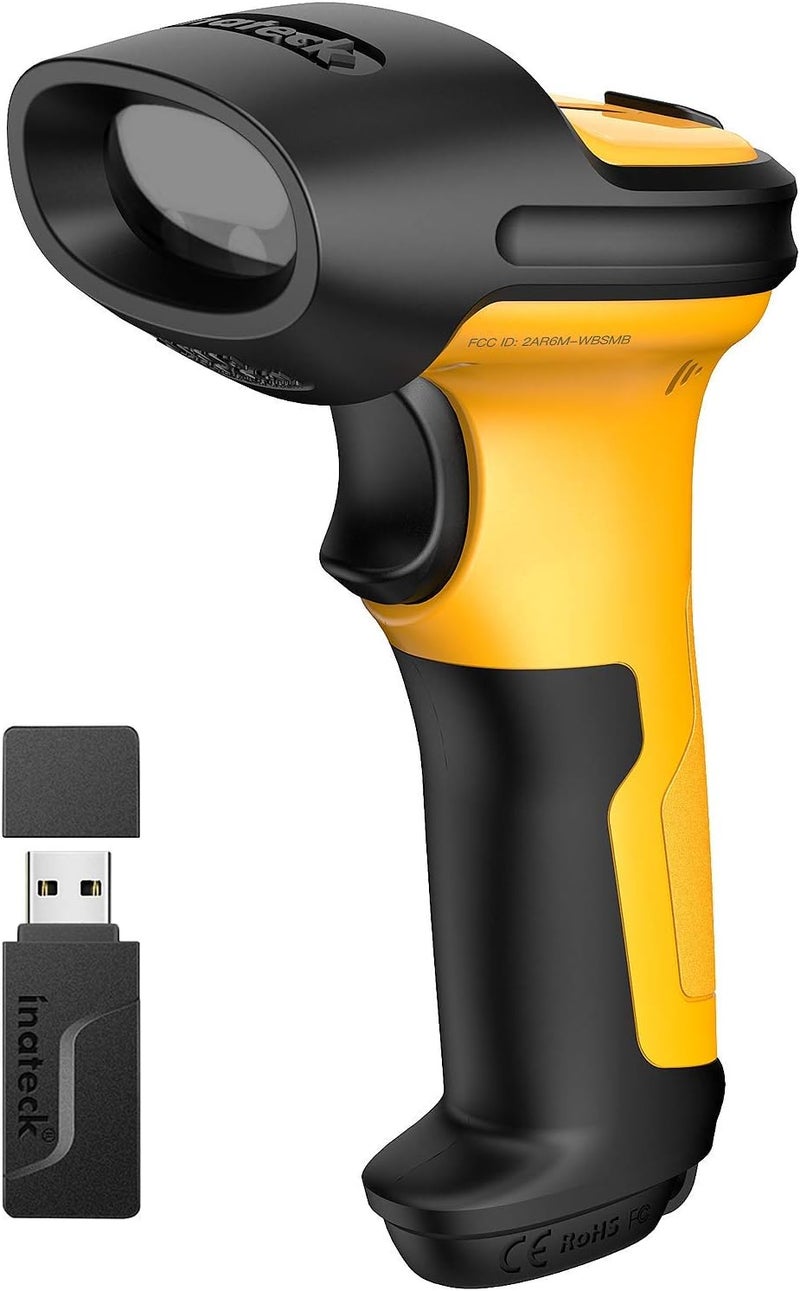 Inateck Barcode Scanner, Wireless Scanner, 2.4 GHz Adapter, 2600mAh Battery, 60M Range, Automatic Scanning, P6 - Image 1