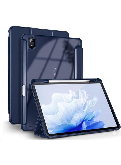 Shockproof Tablet Case Compatible with Huawei MatePad SE 11 inch 2024, Slim Trifold PU Shockproof Case with Pencil Holder blue