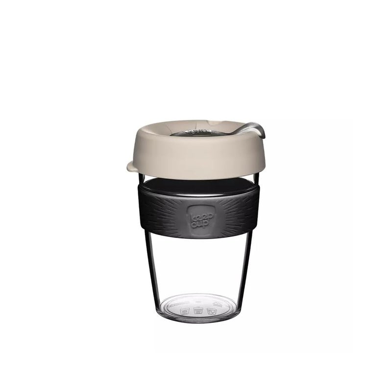 KeepCup Original Lightweight and Clear Plastic Reusable Coffee Cup with Splashproof Sipper Lid  12oz340ml  Milk