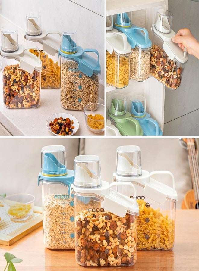 LANGMINGDE 3 Pieces Cereal Containers Storage, 51fl.oz/1.5L Compact Crystal Clear Dry Food Storage Containers with Pouring Spout Measuring Cup for Rice Nuts Beans Pet Food Snacks Candies, 3PCS - Image 3