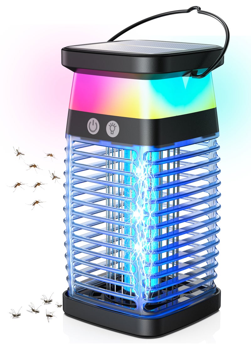 Solar Powered Bug Zapper – 3-in-1 UV Mosquito Killer Lamp, 4000mAh Battery, RGB Lighting, Waterproof for Indoor & Outdoor Use