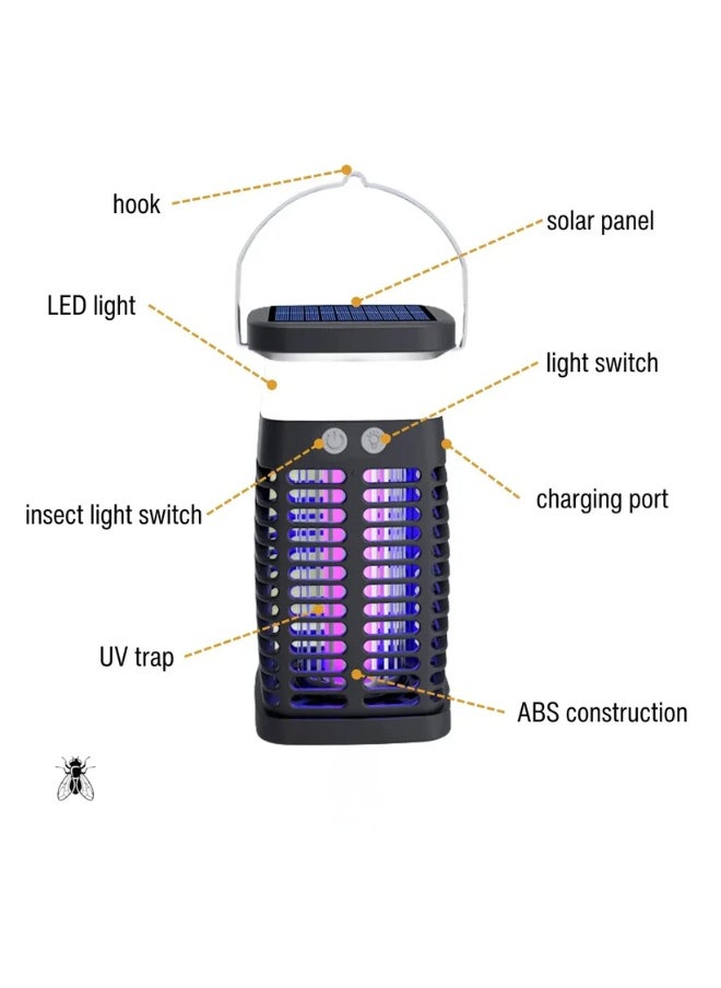 Solar Powered Bug Zapper – 3-in-1 UV Mosquito Killer Lamp, 4000mAh Battery, RGB Lighting, Waterproof for Indoor & Outdoor Use