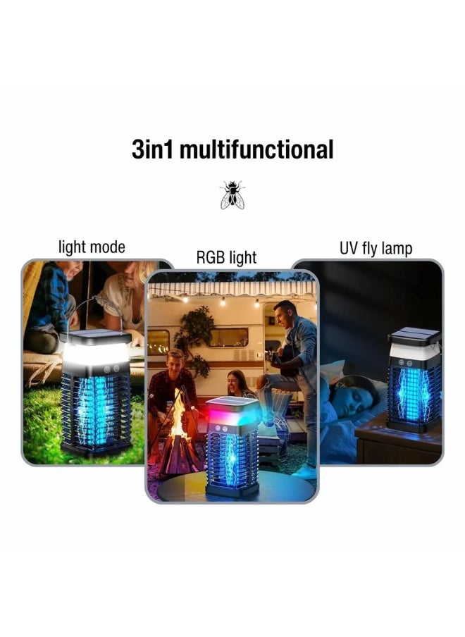 Solar Powered Bug Zapper – 3-in-1 UV Mosquito Killer Lamp, 4000mAh Battery, RGB Lighting, Waterproof for Indoor & Outdoor Use